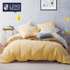 LOVO 罗莱生活出品床品纯棉全棉四件套水洗棉时尚被套床单床上用品