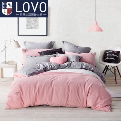 LOVO 罗莱生活出品床品纯棉全棉四件套水洗棉时尚被套床单床上用品
