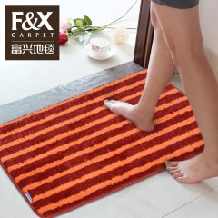 富兴 地毯浴室毯现代简约欧美条纹地垫卫生间可机洗弹力丝家用毯