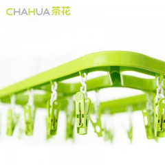 茶花 挂钩晒架塑料圆形内衣袜子晒晾袜架婴儿多夹子晾衣架24夹