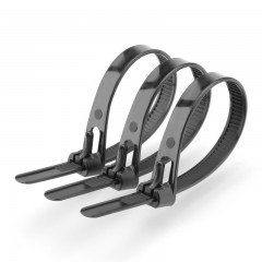 牛利 100条加宽可松拆卸扎带卡扣 8*300可退式尼龙捆绑带 活扣塑料扎线