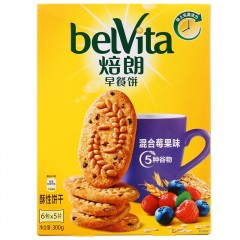 焙朗 早餐饼莓果味坚果蜂蜜 300g饼干休闲零食