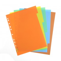 齐心 IX901分类纸 五色索引纸 塑料隔页纸 11孔PP彩色5页A4分页纸