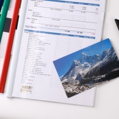 齐心 Q310抽杆夹彩色拉杆夹文件夹A4透明报告夹办公用品 10个装