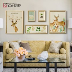 朗格 北欧风格客厅装饰画沙发背景墙挂画组合美式墙画现代简约餐厅壁画