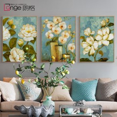 朗格 餐厅壁画三联画客厅玄关卧室床头装饰油画沙发背景墙现代简约挂画