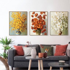 朗格 餐厅壁画三联画客厅玄关卧室床头装饰油画沙发背景墙现代简约挂画