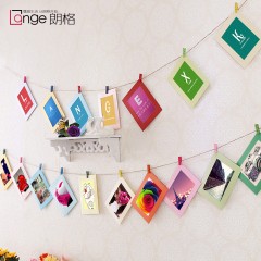 朗格 创意卡通DIY挂墙组合 悬挂纸相片3 5 6 7寸麻绳子照片墙