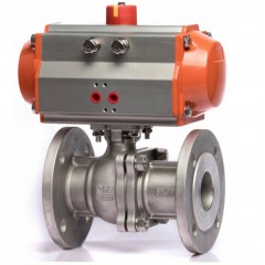 春合 铸钢法兰连接气动球阀配AT气动执行器 Q641F-16C