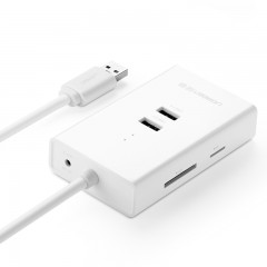 绿联 USB3.0千兆网卡 带USB3.0 hub2口/读卡器集线器三合一多功能