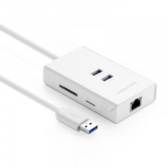 绿联 USB3.0千兆网卡 带USB3.0 hub2口/读卡器集线器三合一多功能