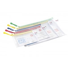 得力 拉链袋5657 文件袋 透明塑料网格袋 a5.5公文袋 拉边袋资料袋