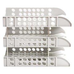 得力 9217三层商务文件座书架收纳盘金属支架桌面办公用品文件框