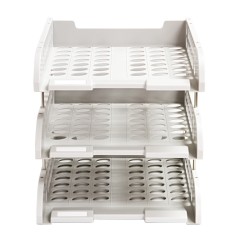 得力 9217三层商务文件座书架收纳盘金属支架桌面办公用品文件框