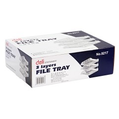 得力 9217三层商务文件座书架收纳盘金属支架桌面办公用品文件框