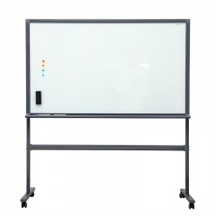 得力 8739H型支架钢化玻璃单面白板写字板家教学办公黑板教学培训支架式磁性白板90cm*180cm