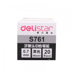 得力 S761中性笔芯0.7mm子弹头 水笔芯签字笔芯 20支/盒