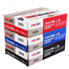 得力 S555大双头记号笔 防水物流大头笔粗头勾线笔 10支/盒