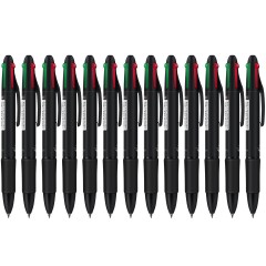 得力 多色圆珠笔33390黑色绿色红色蓝色彩色四色圆珠笔原子笔