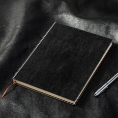 得力 笔记本文具皮面商务记事本16K大号本子A4加厚A5