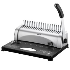 得力 梳式财务装订机3870手动胶圈夹条打孔机 21孔文件打孔装订机