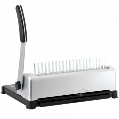 得力 梳式财务装订机3870手动胶圈夹条打孔机 21孔文件打孔装订机