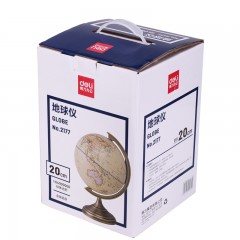 得力 2177复古地球仪 20CM金属底座 教学办公室书房摆件