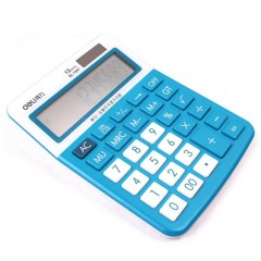 得力 1657A计算器时尚炫彩桌面计算机12位太阳能双重电源