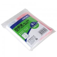 得力 透明自封袋封口袋8号加厚塑料袋包装100只24*17cm办公用3027