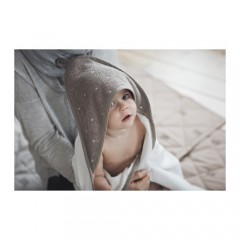 ÄLSKAD 带帽婴儿毛巾, 白色, 米黄色