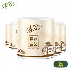 清风 卷纸卫生纸原木纸巾卷筒纸家用厕纸手纸家庭装整箱27卷