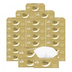 洁云 原木浆婴儿抽纸家用批发整箱餐巾纸抽取式卫生面巾纸3层24包