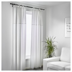 培布莱窗帘2片 白色纯棉地中海欧式简约温馨吊带