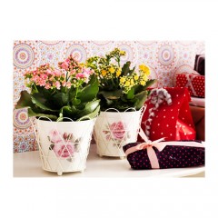 萝西帕柏 花盆，带手柄, 椭圆形 灰白