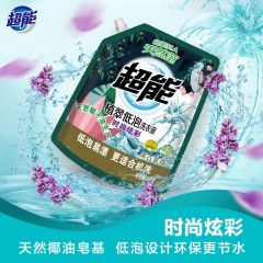 超能洗衣液袋装时尚炫彩植翠低泡2kg*1袋加4小袋家庭量贩装