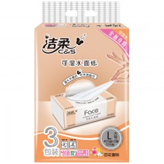 洁柔 抽纸face可湿水面纸百花香味3层135抽家用3包餐巾纸