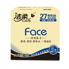 洁柔 卷纸 黑face卷筒纸巾4层140g家用整箱27卷卫生纸