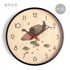 静享家居 客厅挂钟中国风实木钟表复古墙钟中式石英钟创意时钟卧室家用静音