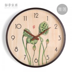 静享家居 客厅挂钟中国风实木钟表复古墙钟中式石英钟创意时钟卧室家用静音