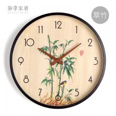 静享家居 客厅挂钟中国风实木钟表复古墙钟中式石英钟创意时钟卧室家用静音