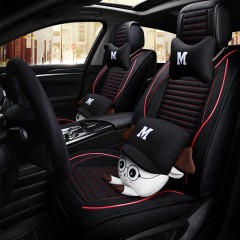 国产 冬季汽车坐垫可爱卡通大众新老款宝来朗逸亚麻全包围座套四季通用