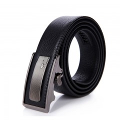 七匹狼 商务男士啡色头层牛皮皮带 黑色内穿自动扣真皮腰带