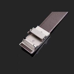 七匹狼 商务男士啡色头层牛皮皮带 黑色内穿自动扣真皮腰带