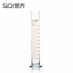思齐 玻璃量筒 透明 清晰刻度 实验室器材量杯 高硼硅玻璃耐高温 500ml