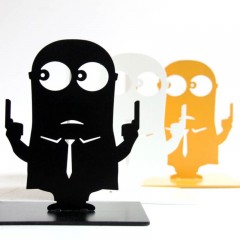 KALA 创意学生书夹简约书靠小黄人书挡书板桌面办公可伸缩铁艺书立支架