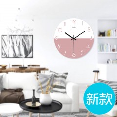 汉仪墨迹 可爱粉色现代简约钟表客厅挂钟创意北欧静音个性卧室装饰时钟挂表