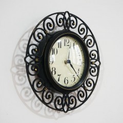 国产 10英寸挂表镂空仿铁艺术静音挂钟复古欧式客厅卧室挂表田园时钟