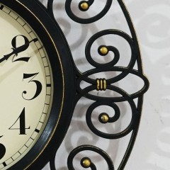 国产 10英寸挂表镂空仿铁艺术静音挂钟复古欧式客厅卧室挂表田园时钟