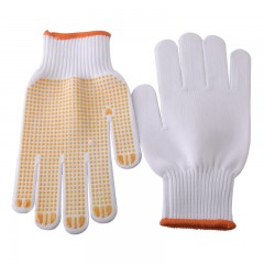 新越昌晖 劳保手套加厚耐磨 涂胶手套防滑点胶棉线手套 工地工作手套 男女/12副 黄B11408