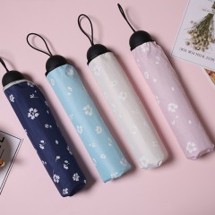 国产 雨伞晴雨两用 黑胶太阳伞防紫外线清新遮阳伞折叠纯色三折伞